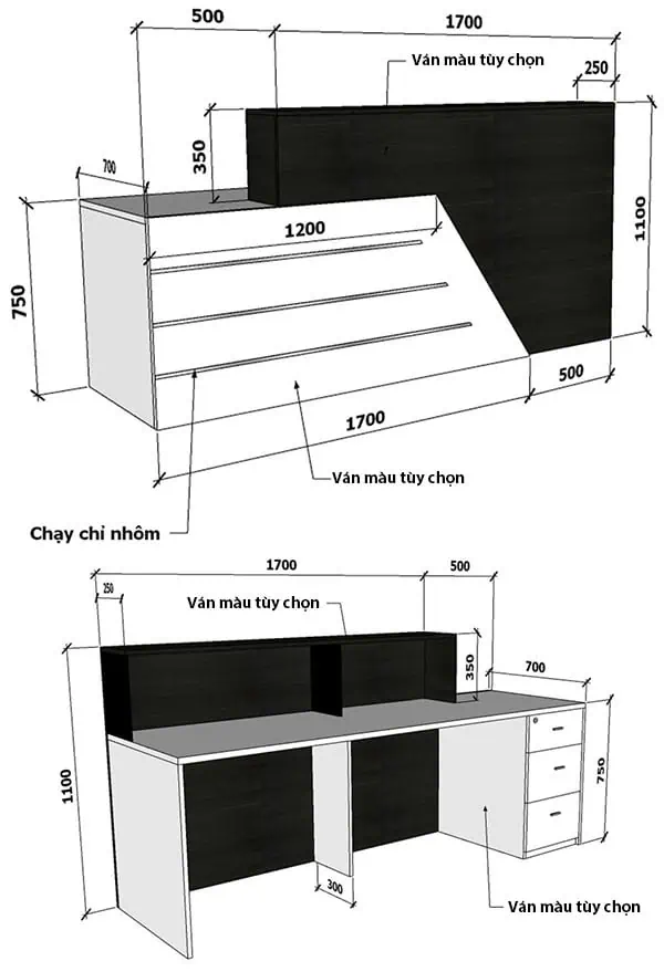 Quầy lễ tân bằng kính