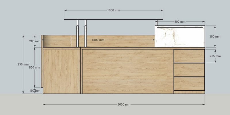 Kích thước quầy lễ tân