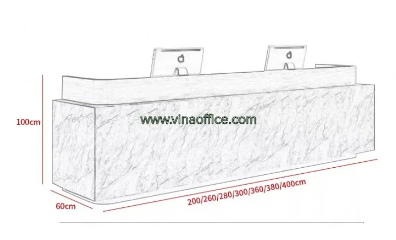 Kích thước quầy lễ tân văn phòng