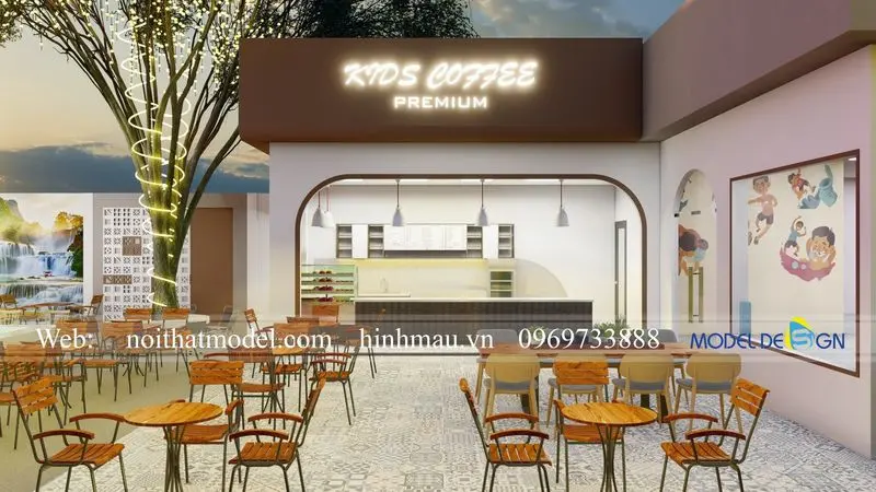 Nội thất quán cafe sân vườn