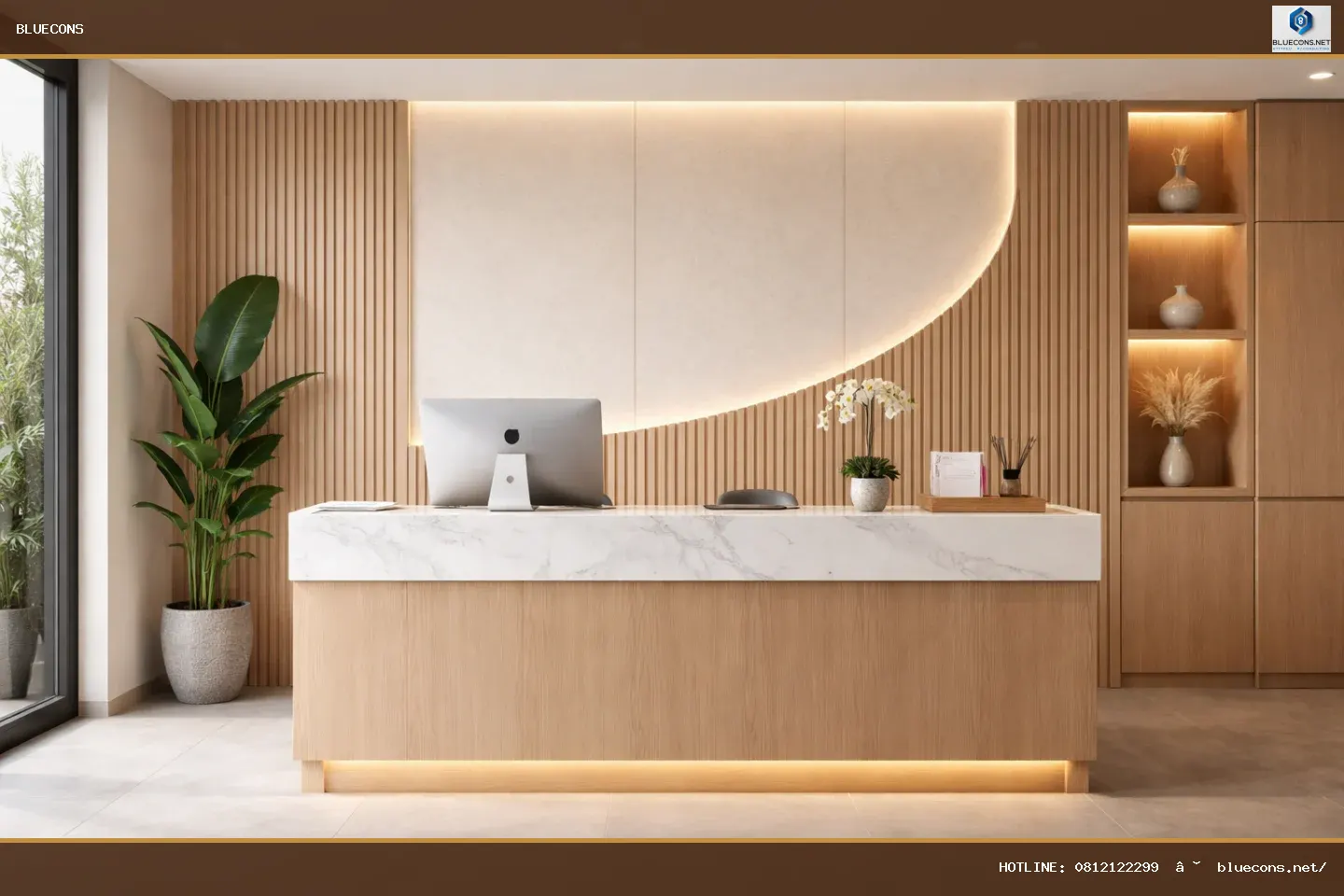 Đóng quầy lễ tân – ảnh minh họa Bluecons