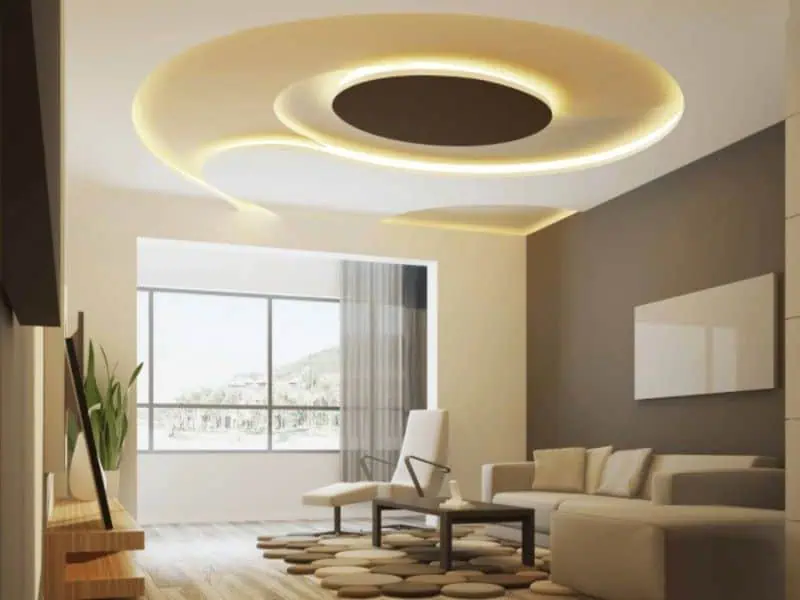 Không gian nội thất với trần thạch cao