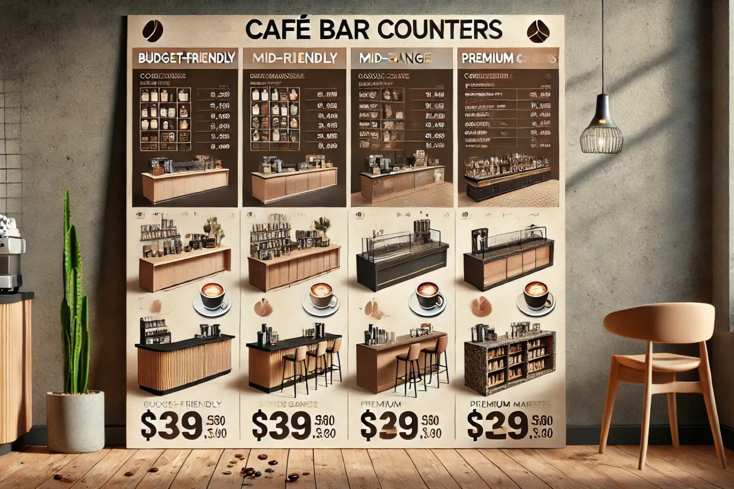 giá quầy cafe – hình ảnh Bluecons