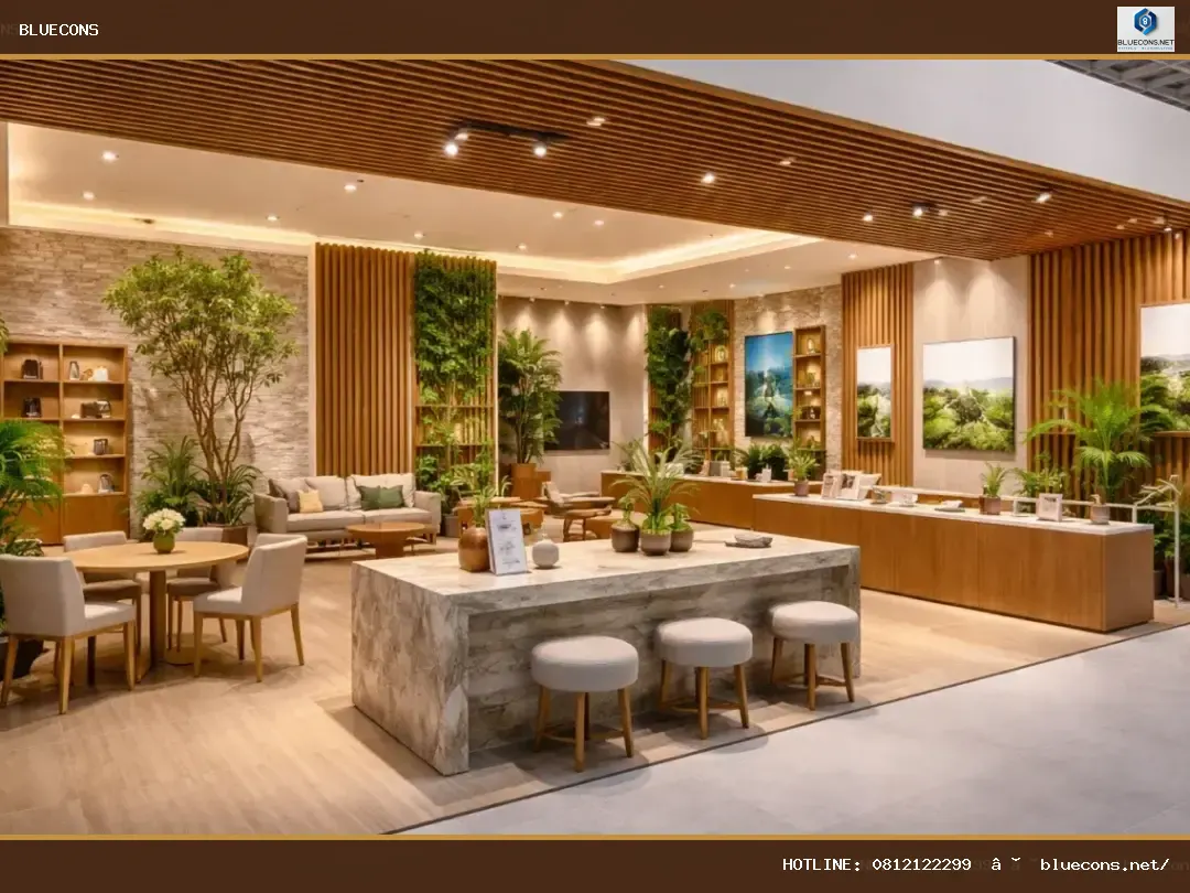 Giá thi công gian hàng triển lãm – hình ảnh Bluecons