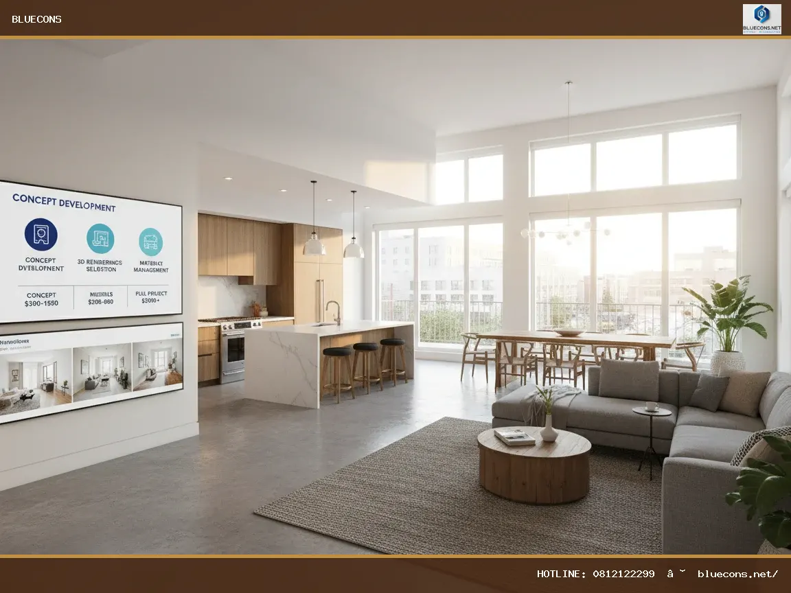 Giá thiết kế nội thất nhà phố – hình ảnh Bluecons