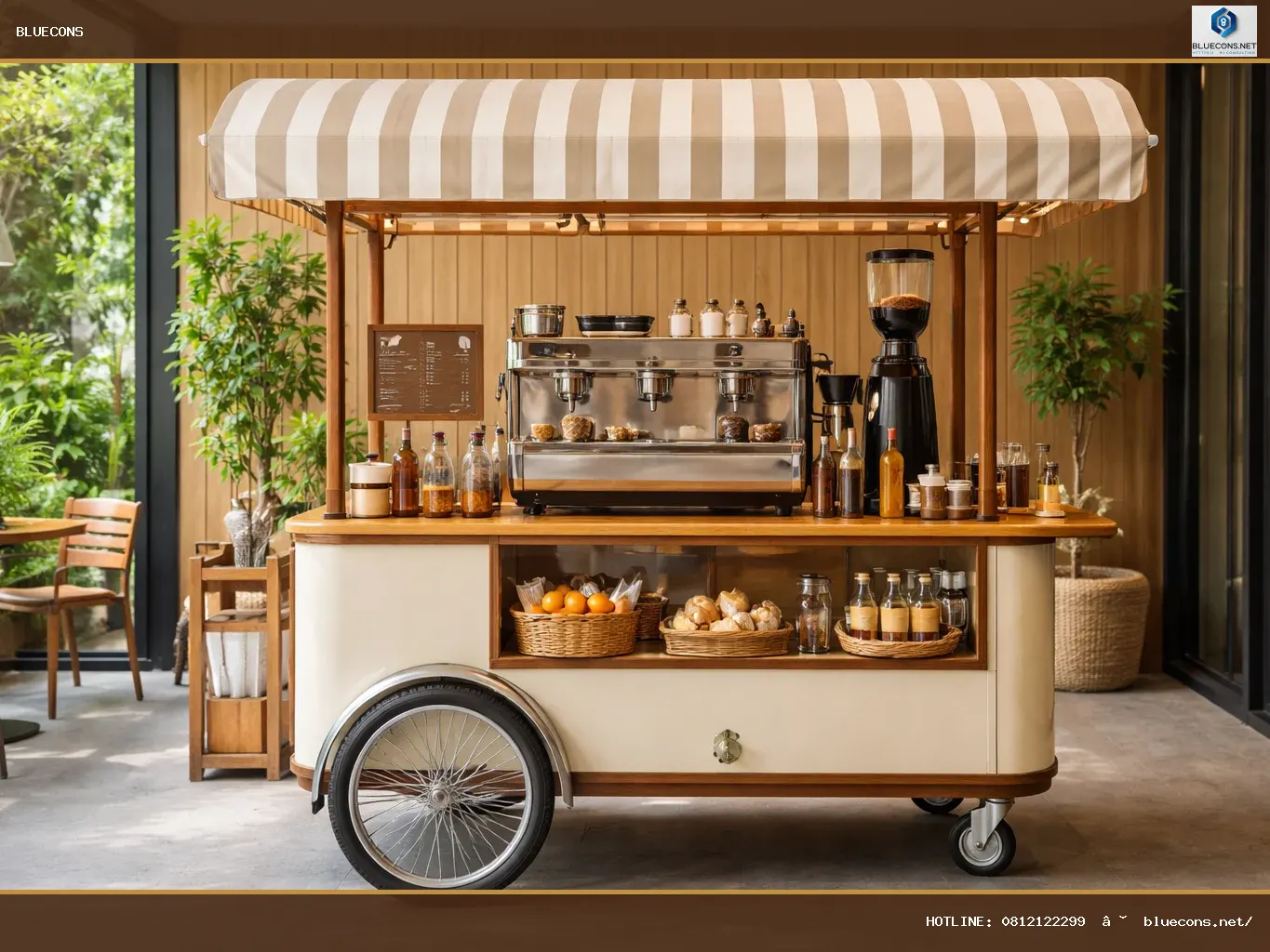 Giá xe cafe lưu động – ảnh minh họa Bluecons