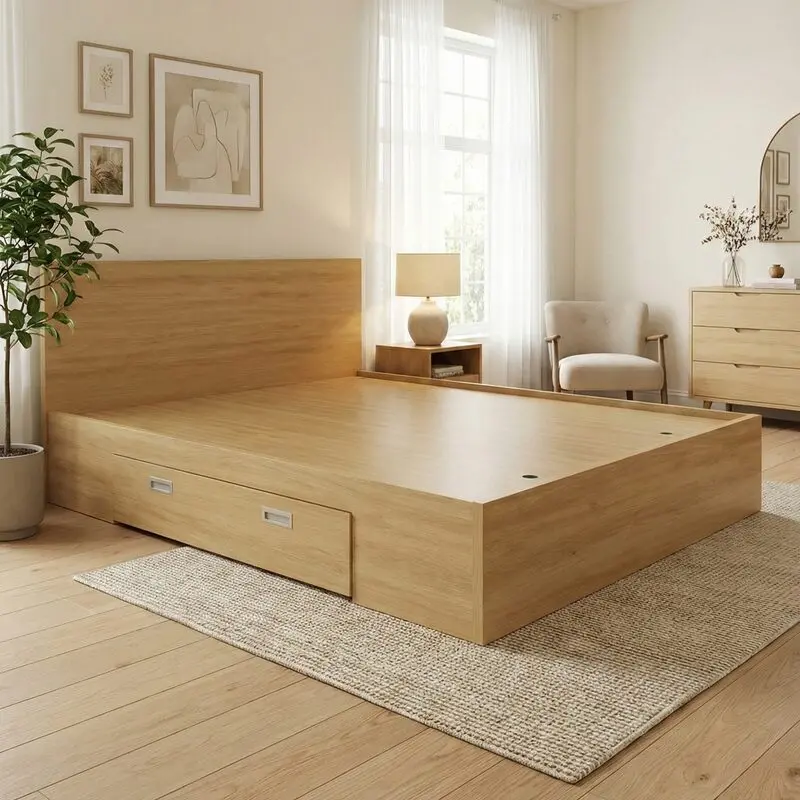 Giường MDF màu vàng