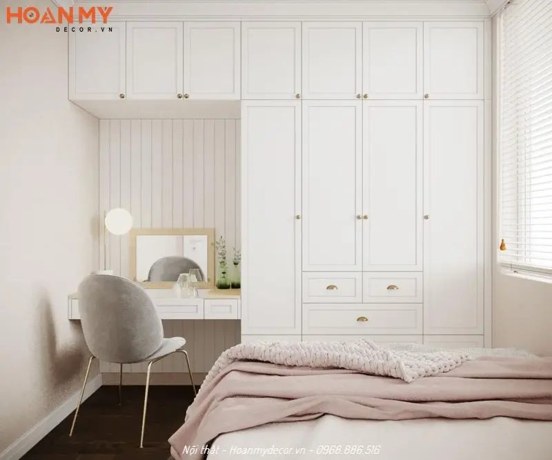 Giường kết hợp tủ quần áo kiểu dáng tối giản, phù hợp mọi không gian