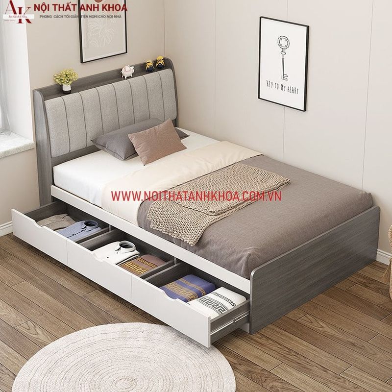 Giường ngủ gỗ công nghiệp hiện đại có ngăn kéo