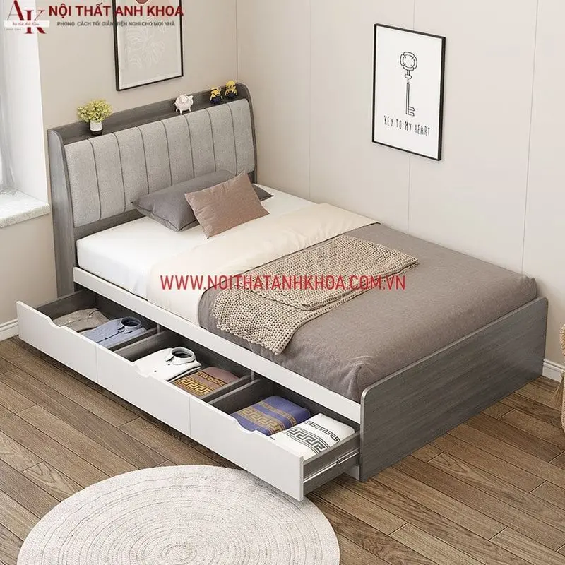 Giường ngủ gỗ công nghiệp hiện đại có ngăn kéo