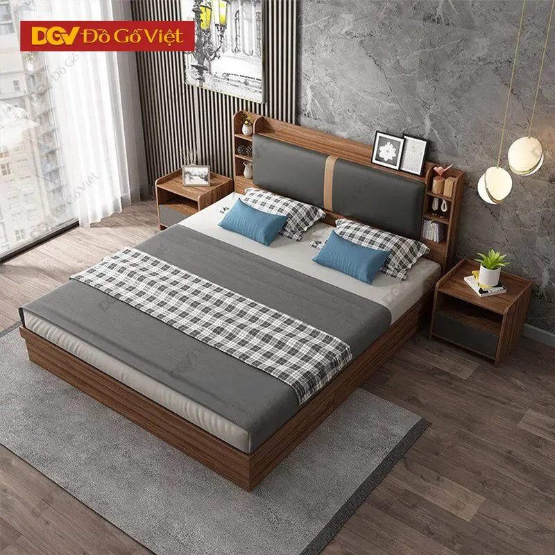Giường MDF chống ẩm với màu sắc tươi sáng, bền đẹp theo thời gian