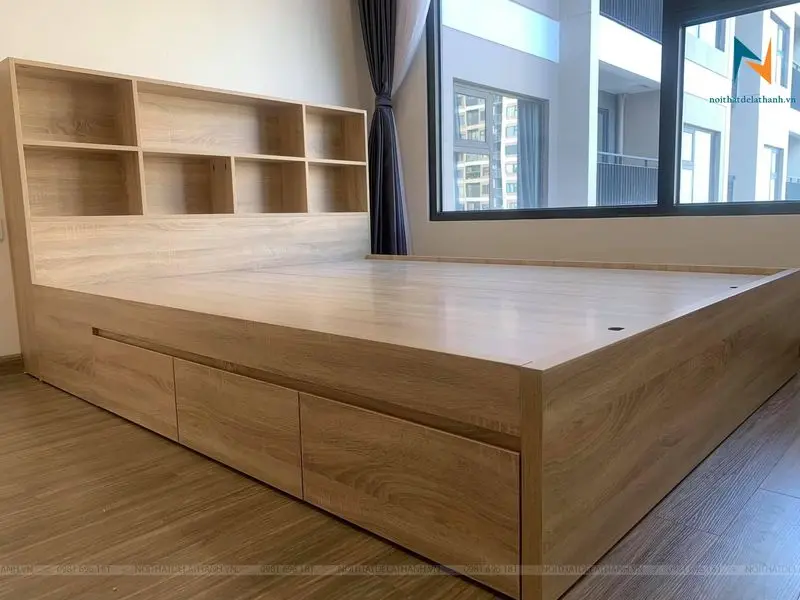 Giường ngủ kết hợp kệ sách