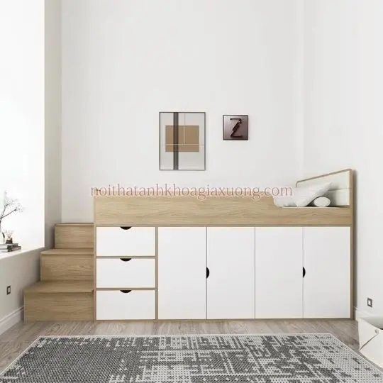 Giường kết hợp tủ áo ben dưới thông minh