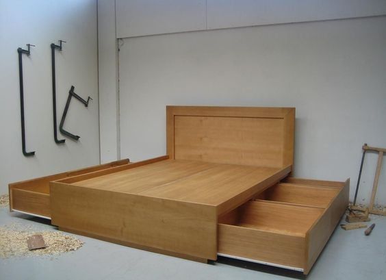 Giường sồi 4 ngăn kéo