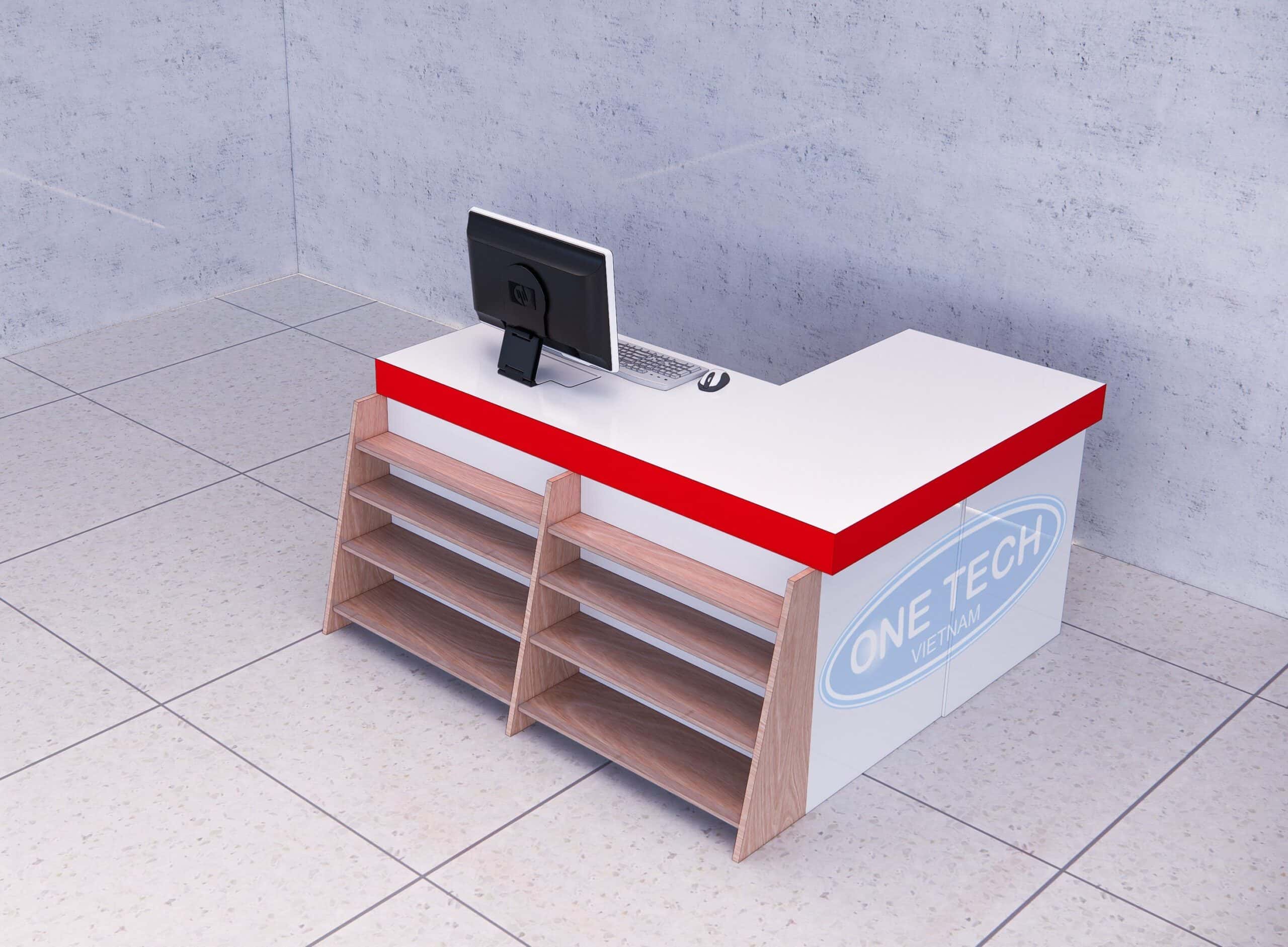 Quầy thu ngân gỗ công nghiệp hiện đại