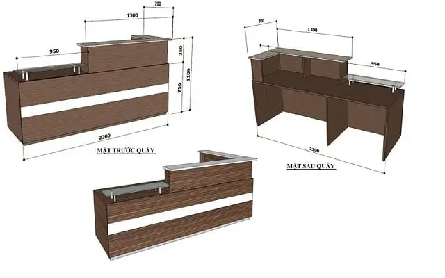 Kích thước quầy lễ tân văn phòng