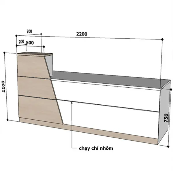 Kích thước quầy lễ tân tiêu chuẩn
