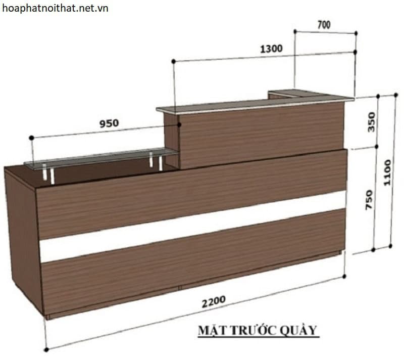 Quầy lễ tân chữ L với thiết kế hiện đại