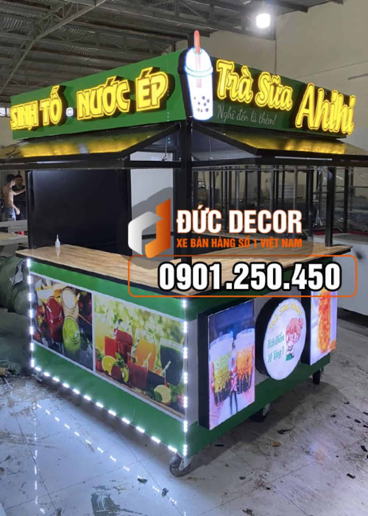 Mẫu kiot trà sữa màu hồng