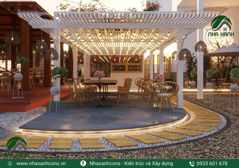Mẫu quán cafe vườn đơn giản