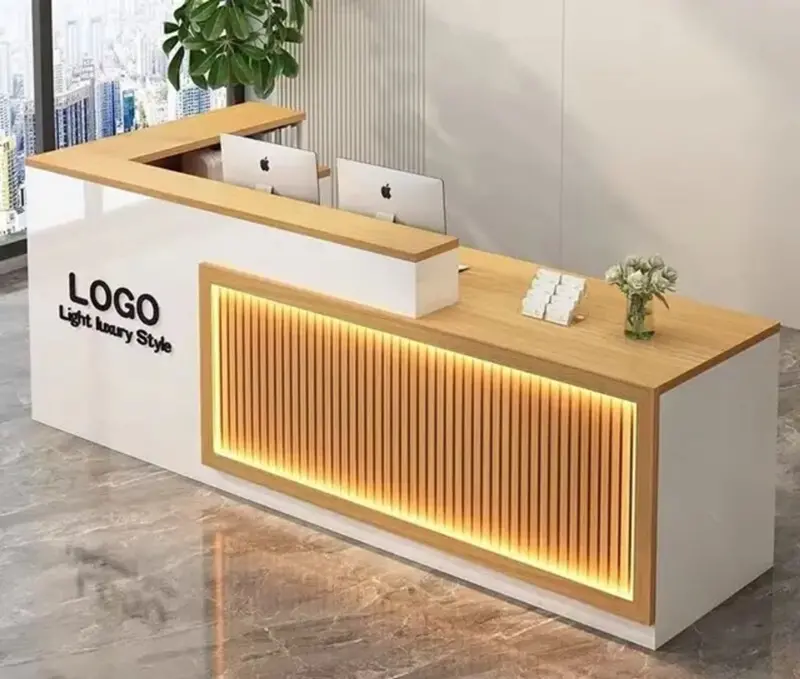 Quầy lễ tân chữ L đẹp
