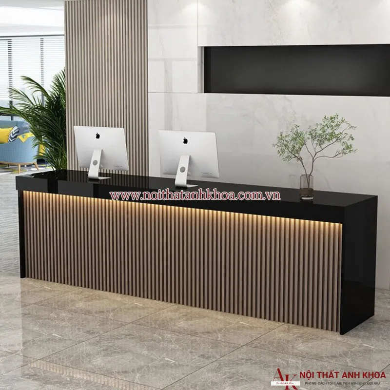 Mẫu quầy lễ tân hiện đại với màu sắc nổi bật