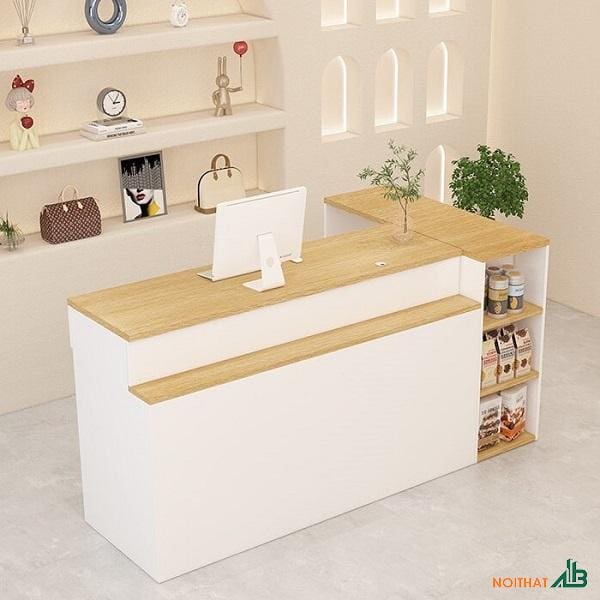 Quầy thu ngân chữ L bằng gỗ