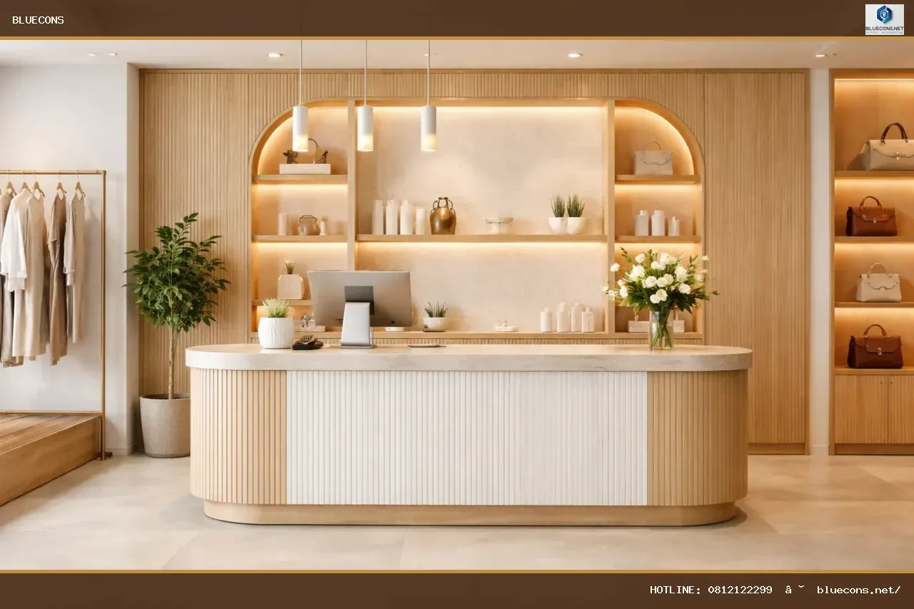Mẫu Quầy Thu Ngân Đẹp và Hiện Đại Cho Cửa Hàng: Xu Hướng Thiết Kế 2026 – ảnh minh họa Bluecons