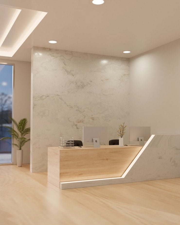 Quầy lễ tân với đèn LED