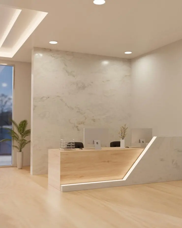 Quầy lễ tân với đèn LED