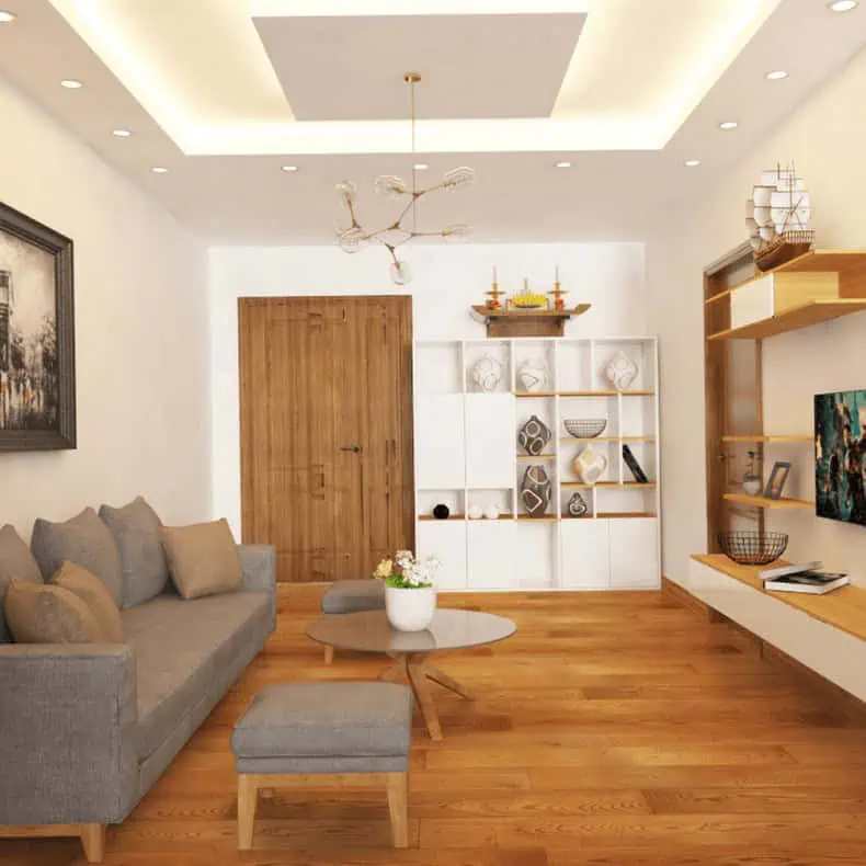 Mẫu trần thạch cao phòng khách giật cấp