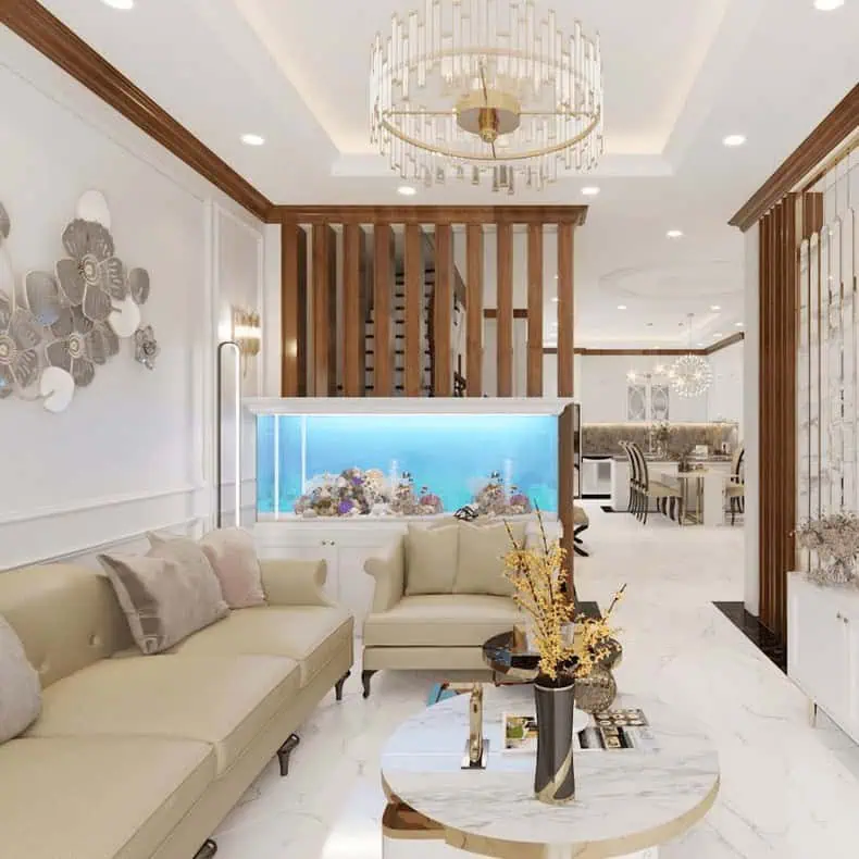 Mẫu trần thạch cao phòng khách đẹp sang trọng 25m2