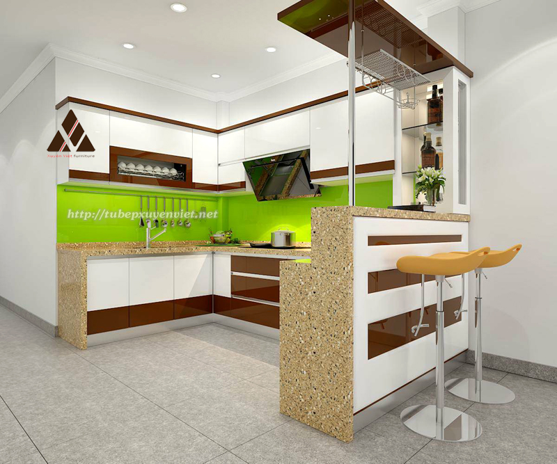 Tủ bếp đẹp có quầy bar