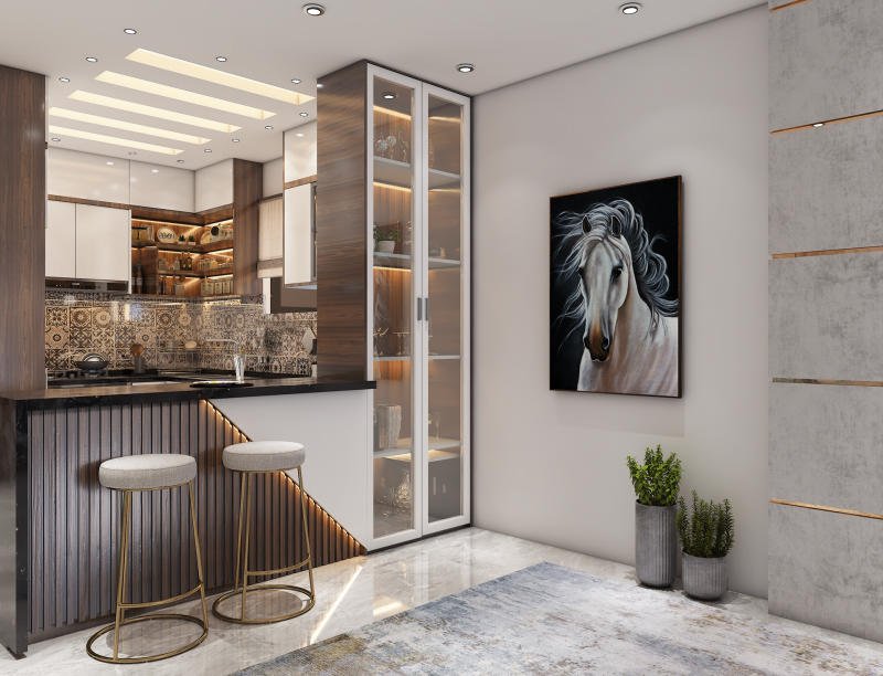 Quầy bar bếp mini đẹp