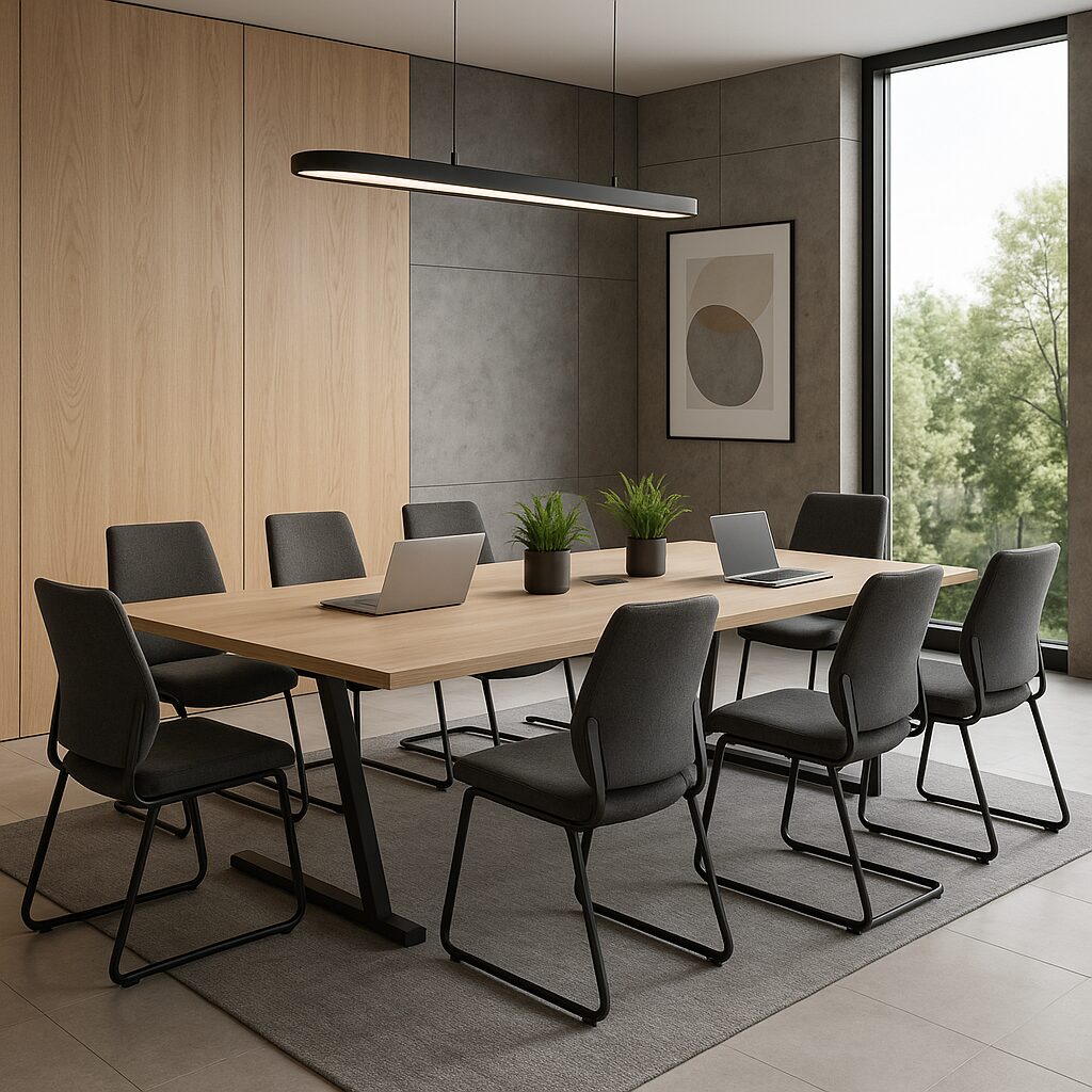 Những Xu Hướng Thiết Kế Bàn Họp Chân Sắt Năm 2025 Bluecons