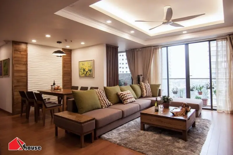 Không gian nội thất chung cư sử dụng gỗ tự nhiên
