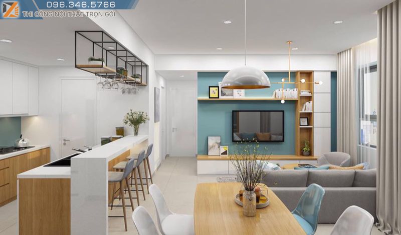 thi công nội thất gỗ căn hộ quận 2 9 Nội thất phòng khách đẹp