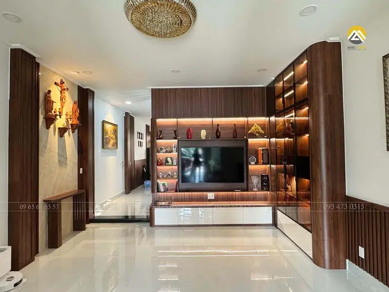 Nội thất phòng khách gỗ Plywood phủ melamine