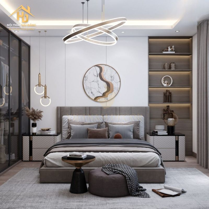 Phòng ngủ với nội thất hiện đại, tối giản, tạo cảm giác thư giãn, dễ chịu