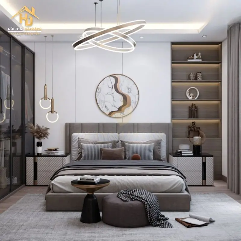 Phòng ngủ với nội thất hiện đại, tối giản, tạo cảm giác thư giãn, dễ chịu