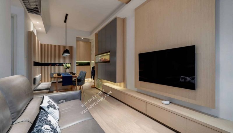 thi công nội thất gỗ chung cư mini 15 Phòng khách chung cư mini