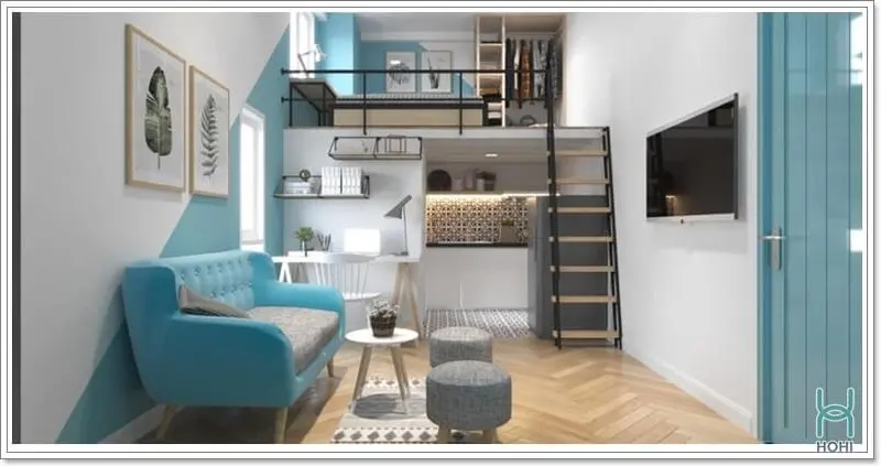 Thiết kế nội thất phòng trọ có gác