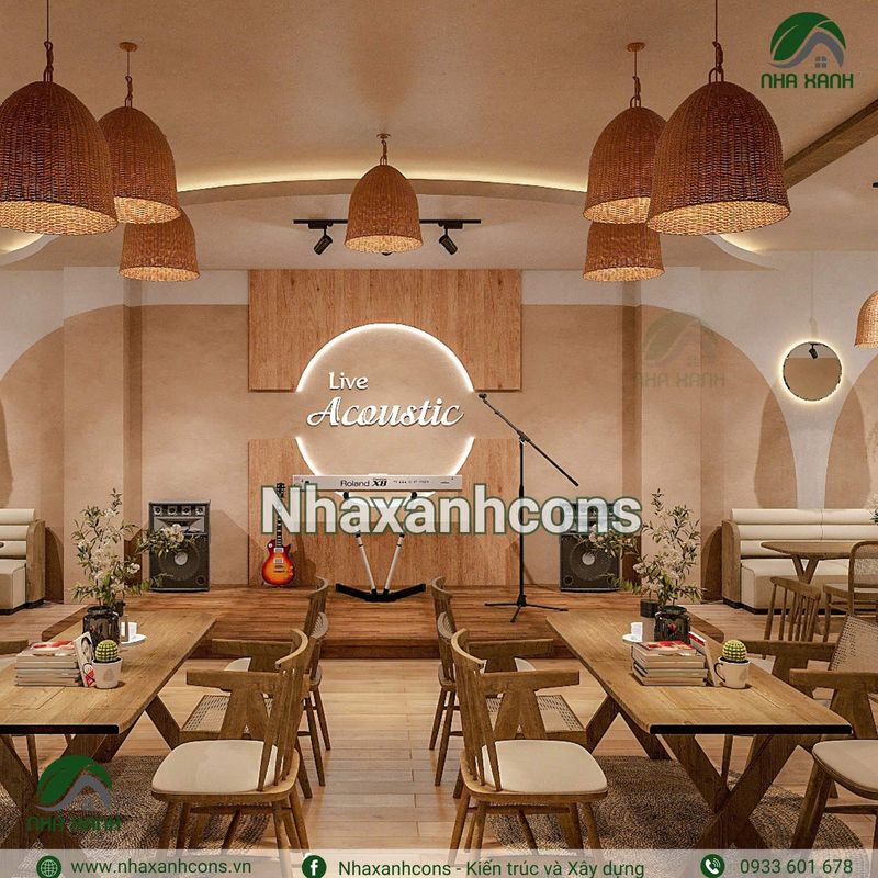 Nội thất quán cafe bê tông cốt thép tại Tiền Giang