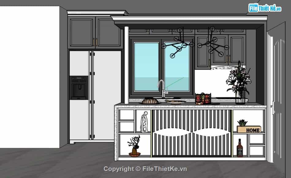 quay bar bep sketchup 3 laho jQia