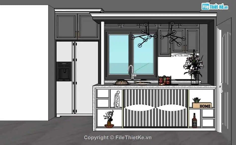 quay bar bep sketchup laho 6Udp