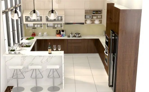 Quầy bar bếp phong cách cổ điển