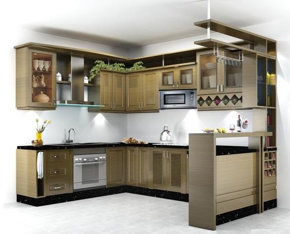 Quầy bar bếp gỗ tự nhiên