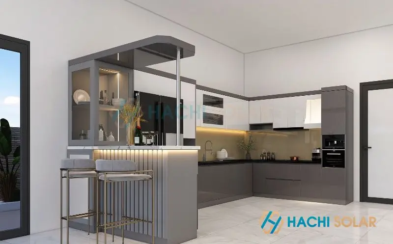 Quầy bar ngăn bếp và phòng khách chữ L