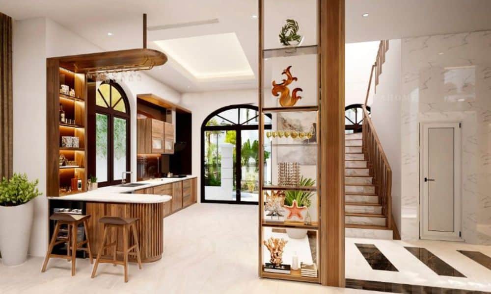 Mẫu quầy bar ngăn bếp và phòng khách 6