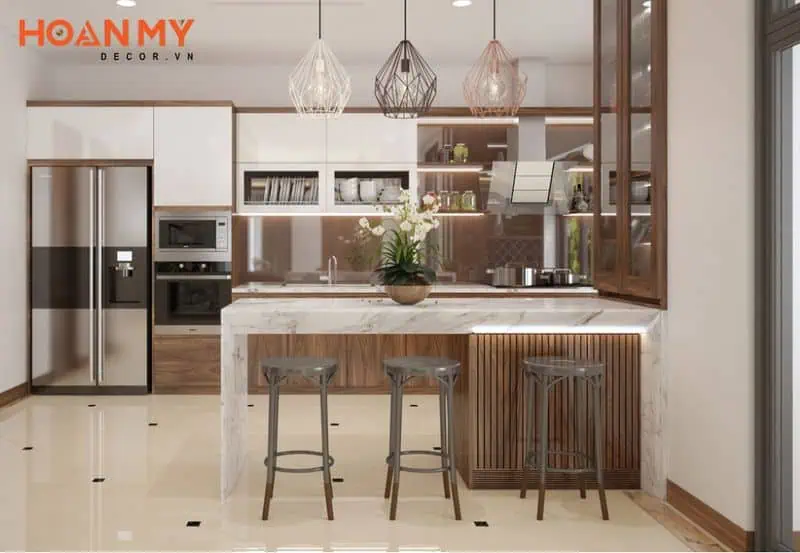 Mẫu quầy bar ngăn bếp và phòng khách 9